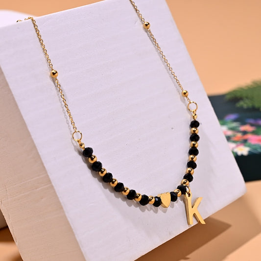 MOON GIRL Waterproof Gold Color Stainless Steel Heart Initial Necklace for Wome image 0