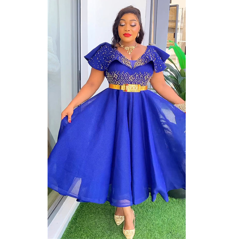 MD Plus Size African Wedding Party Dresses Women 2024 New Dashiki Ankara Evenin image 4