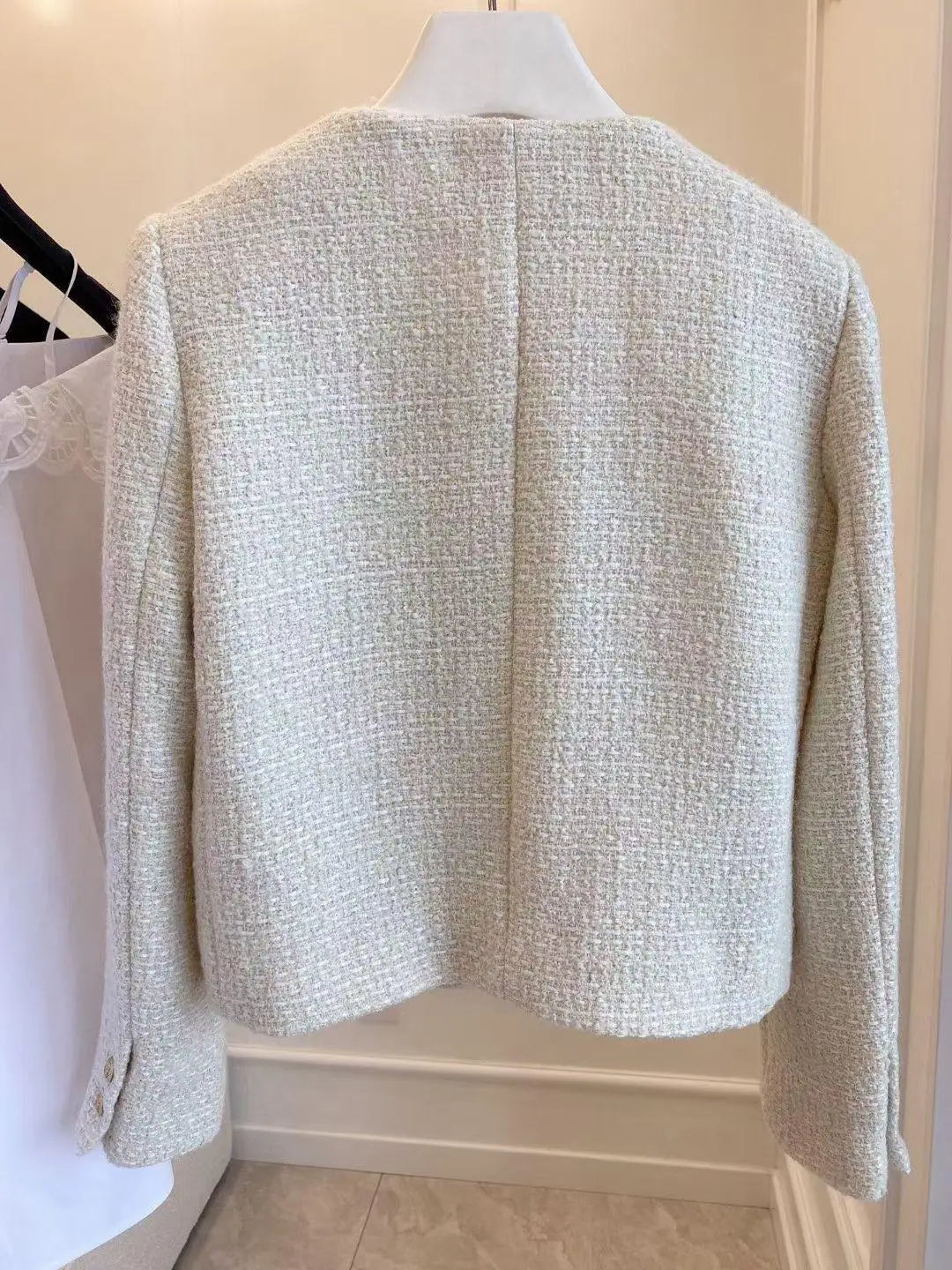 French Wool Tweed Coat Fashion High-end Gold Button Short Slim Temperament Spri image 5