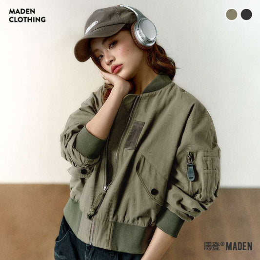 Maden Women’s Bomber Jacket MA1 Winter Fashion Streetwear Retro Varsity Jacket image 0