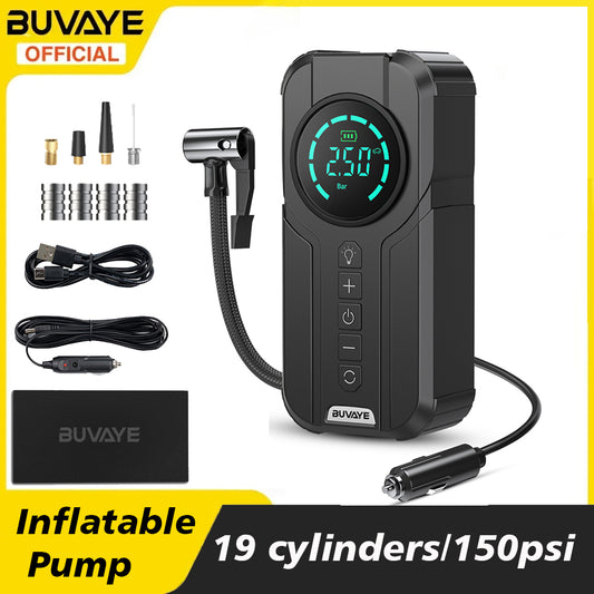 BUVAYE Portable Inflatable Pump Car Inflator Tire Pump Car Air Compressor for M image 0