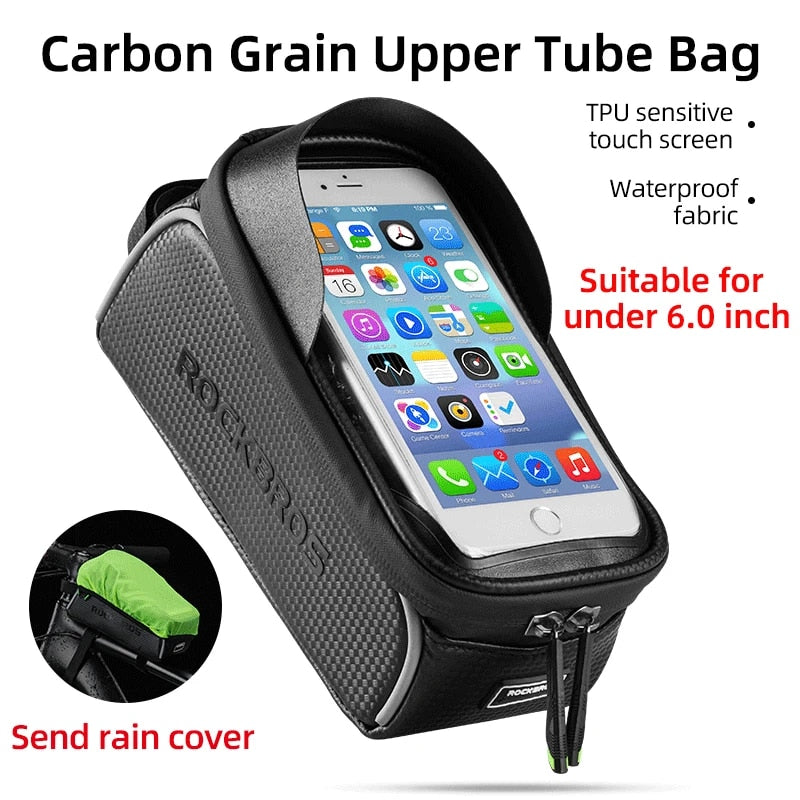 ROCKBROS Bicycle Bag Waterproof Touch Screen Cycling Bag Top Front Tube Frame M image 3