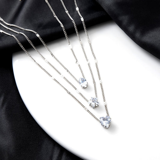 3 Pcs Gold-Color Simple Multilayered Pendant Necklace For Girls Women Star Hear image 0