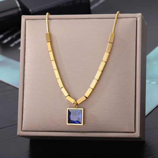Fashion Punk Double Layer Thick Clavicle Chain Stainless Steel Gold Color image 0