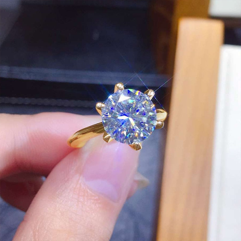 3ct Diamond Ring Solitaire Woman Silver 925 Yellow Gold Moissanite Ring Engagem image 6
