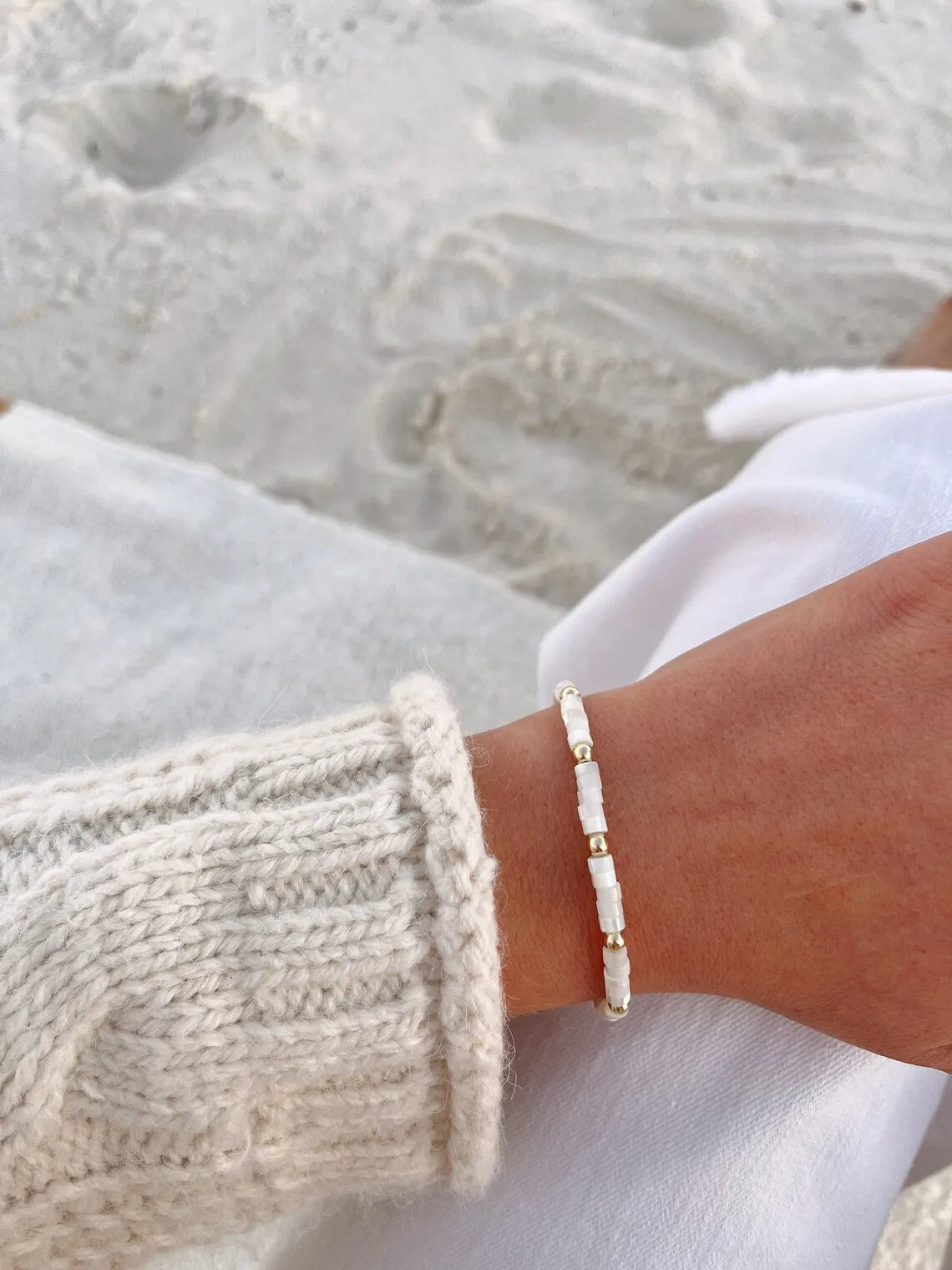 CCGOOD Natural Shell Bead Bracelet Gold Plated 18 K Beaded Boho Jewelry Summer image 0