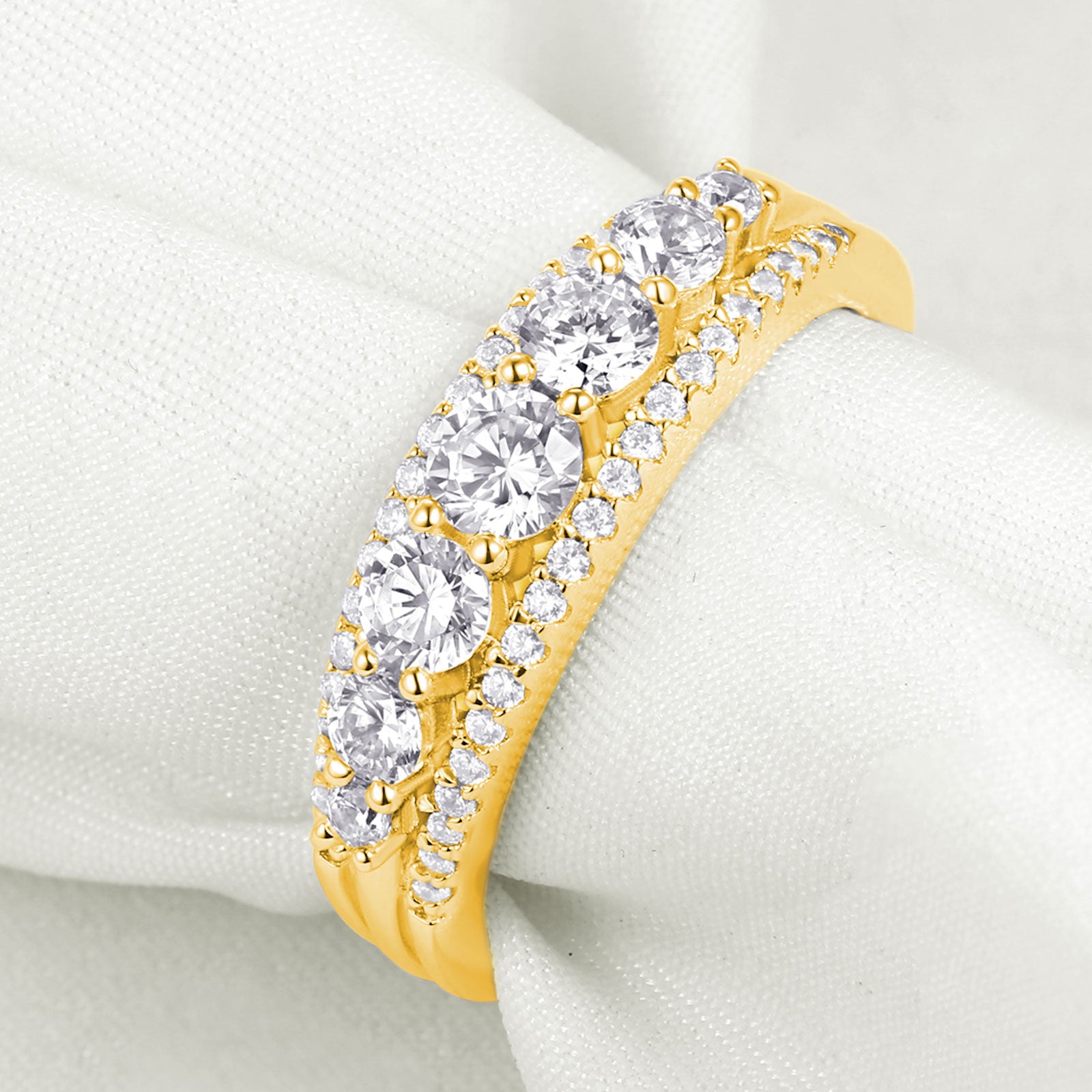 Newshe Solid 925 Sterling Silver Women's Yellow Rose Gold Wedding image 1