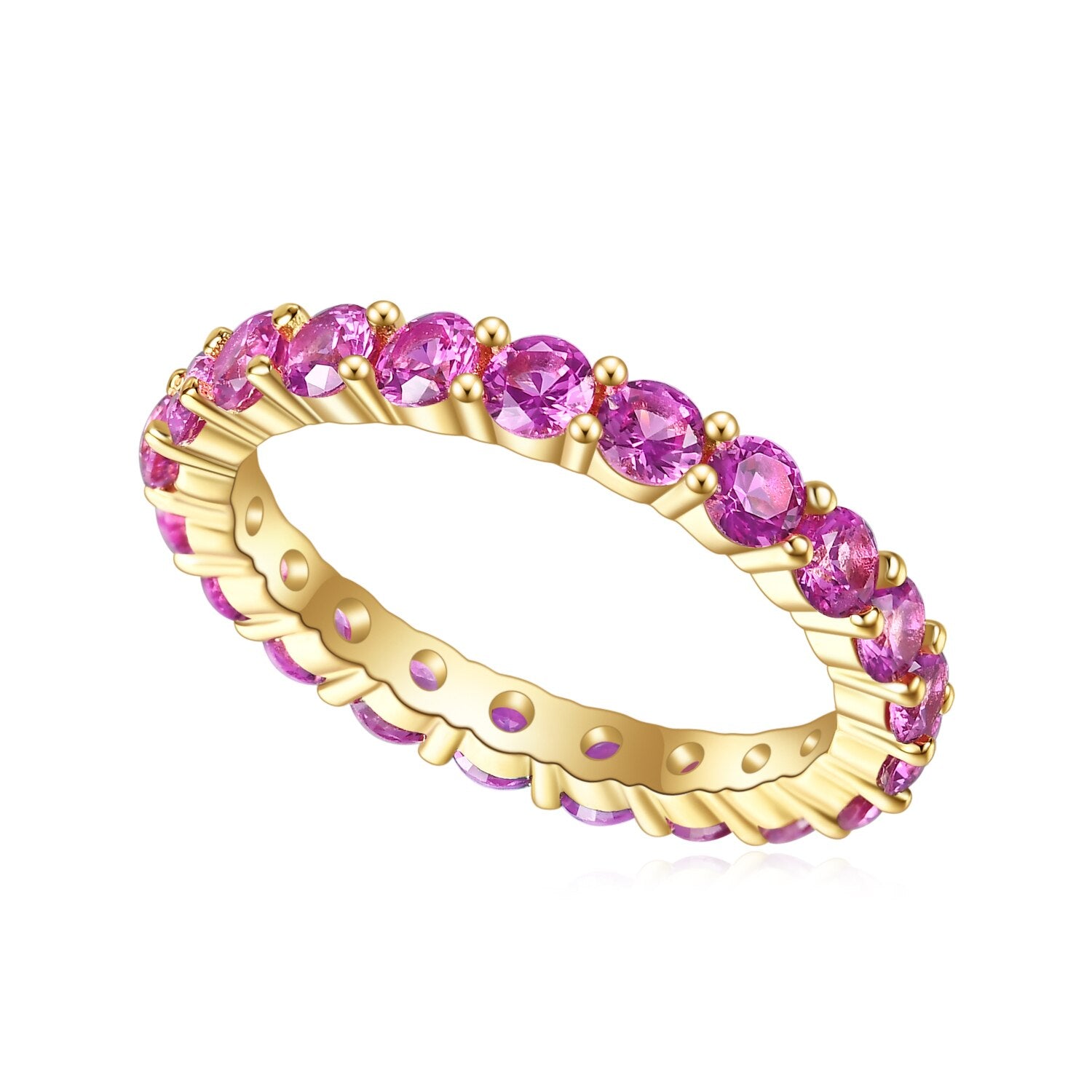 GEM'S BALLET 925 Sterling Silver 18K Gold-filled Gemstone Eternity Band Ring image 7