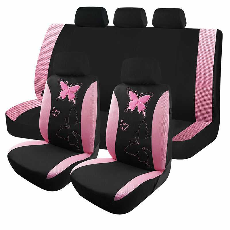 Embroidery Car Seat Covers Polyester Fabric with Airmesh Cloth Universal Size F image 2