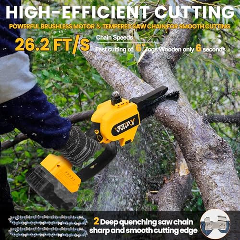 6" Cordless Mini Chainsaw Dewalt 20V Max-Compatible Brushless Motor 800W Power image 1