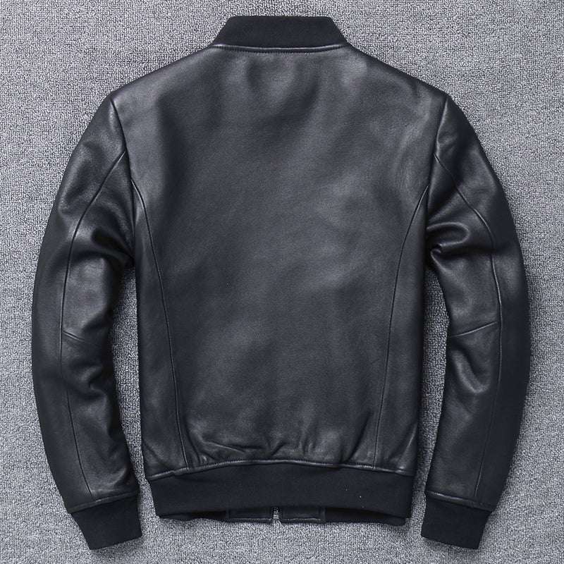 Genuine Autumn Large Size Aviation Flight Pilot Leather Real Sheepskin Men Bomb image 0