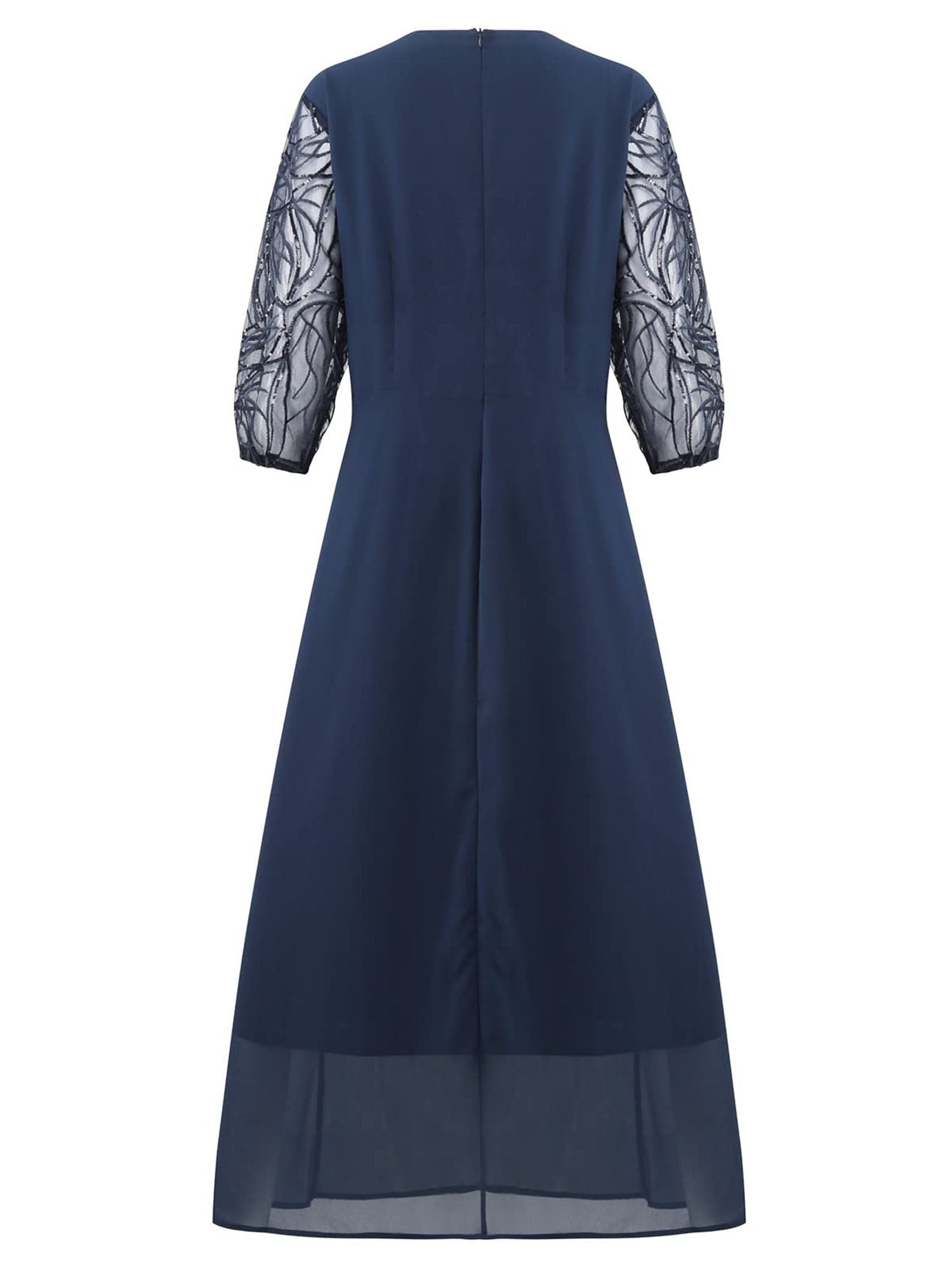 Plus Size PYL⭐ Womens Elegant Lace Slim Fit Ruffled Midi Dresses Ladies Chiffon image 2