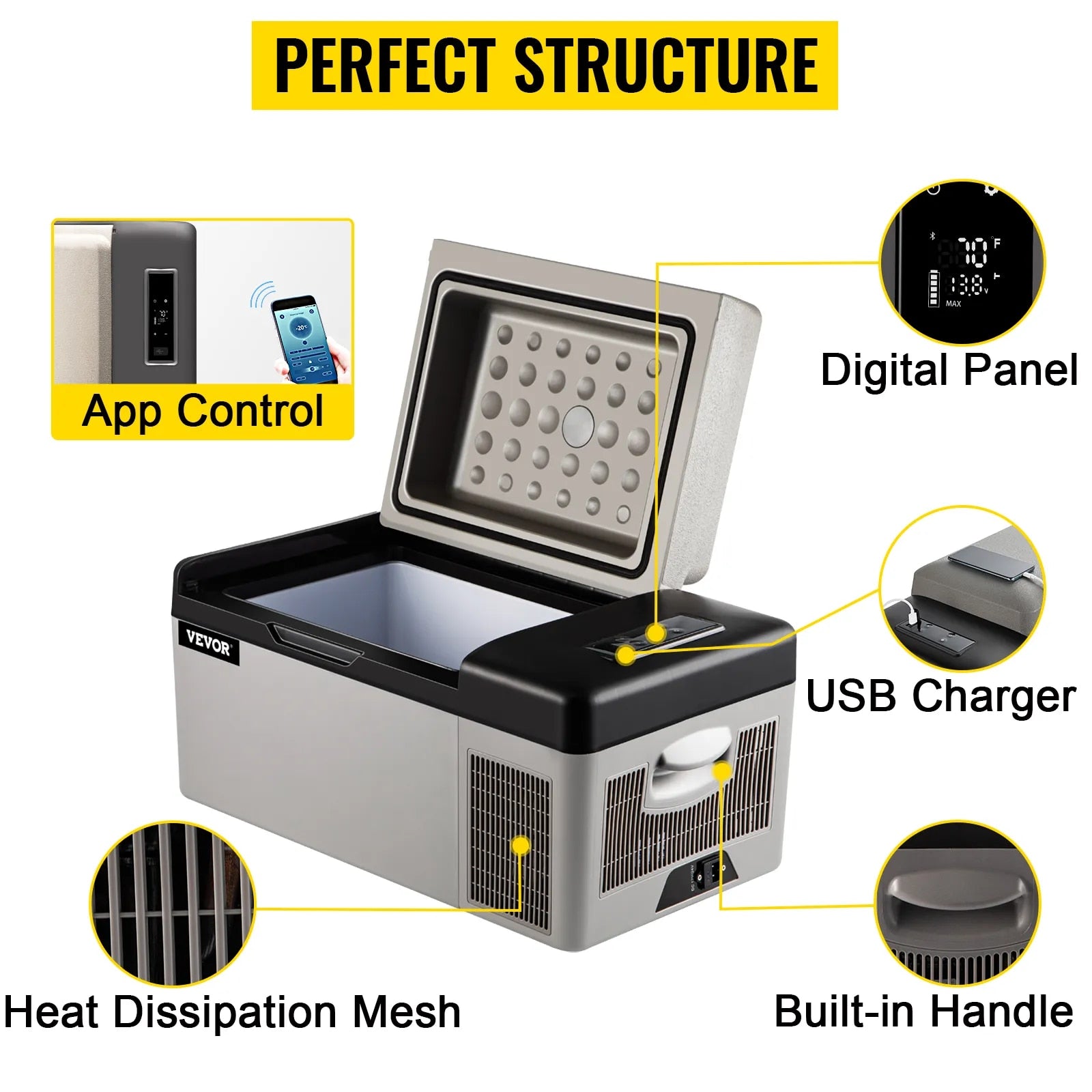 VEVOR 20L 22L 35L 45L 55L Car Refrigerator Mini Fridge Freezer Portable Compres image 8