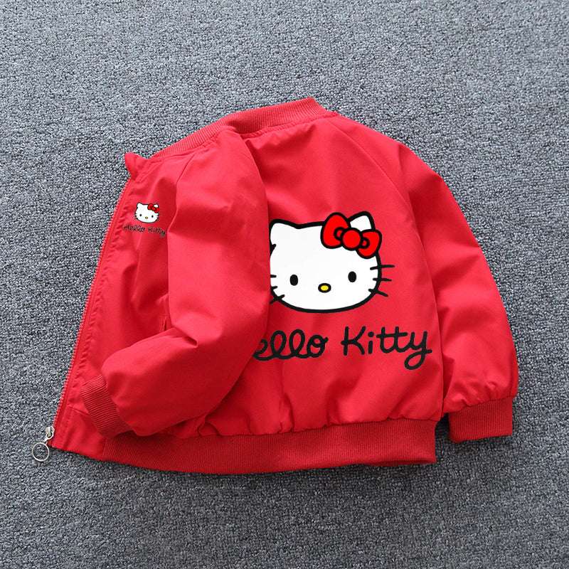 Sanrio Hello Kitty Girls Jacket Coats 2024 Spring Autumn Baby Kids Cartoon Long image 2