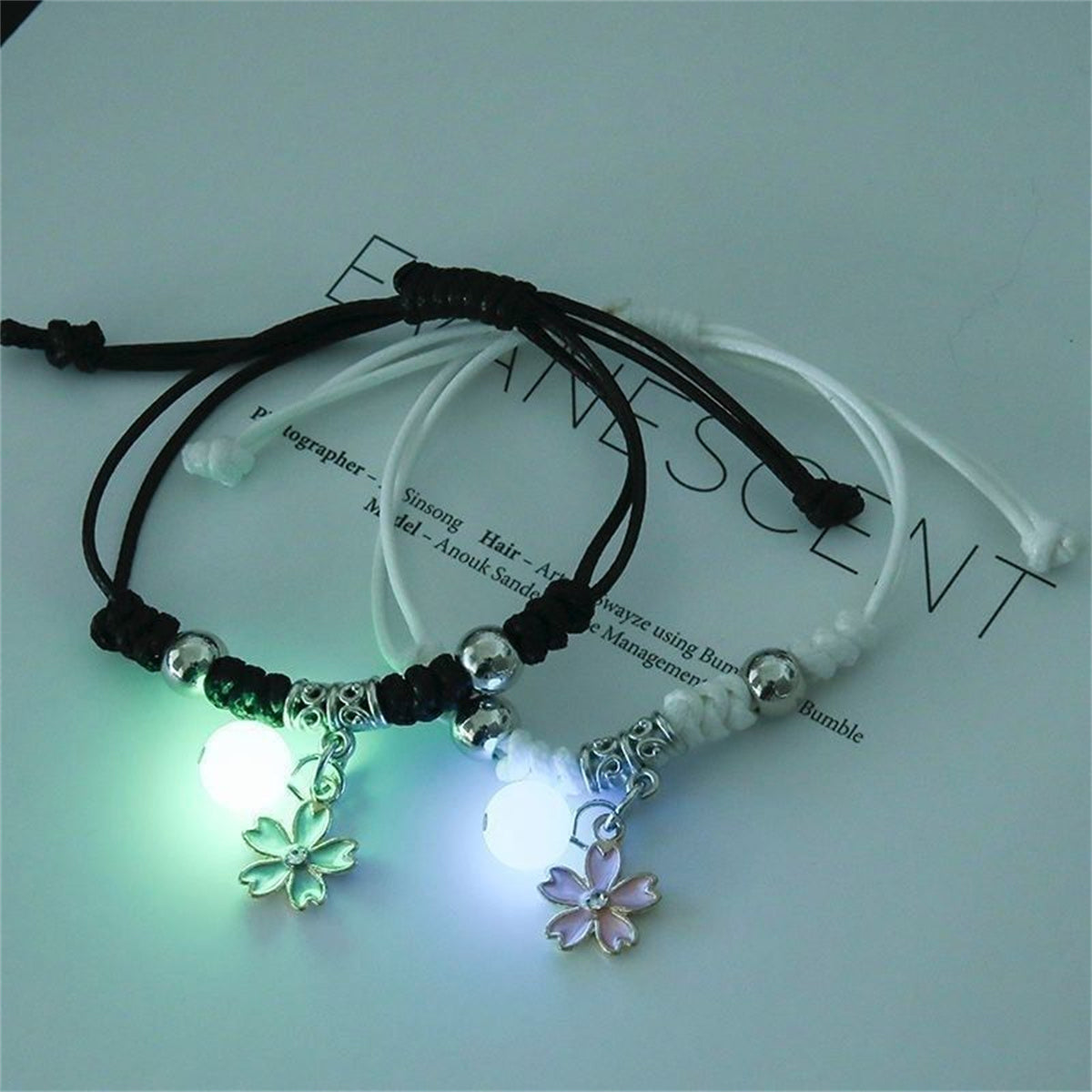 Fashion Luminous Beads Star Couple Bracelet For Women Men Charm Cat Flower Hear image 2