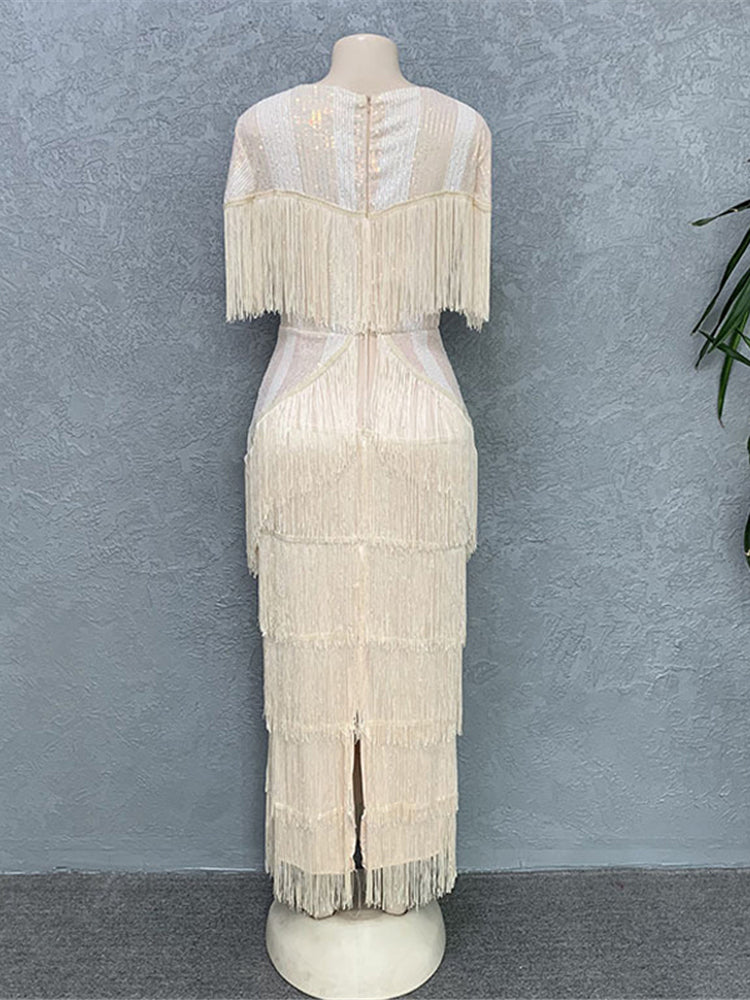 Elegant Party Dresses For Women 2024 Summer Tassel Bodycon Maxi Robe Dashiki Af image 9