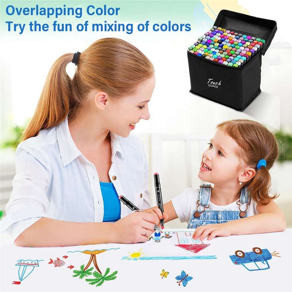 12-120pcs Alcohol Based Art Marker Set for Adult Kids Dual Tip Coloring Drawing image 9