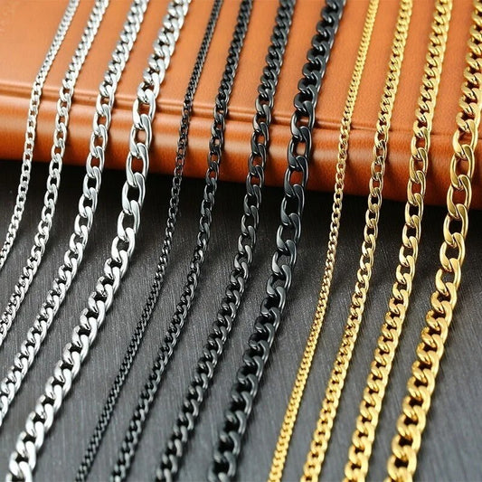 Vnox Men's Cuban Link Chain Necklace Stainless Steel Black Gold Color Male Chok image 0