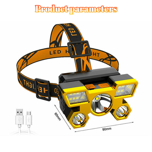 Usb Rechargeable Headlamp Head-Mounted Strong Flashlight Built-in Battery Outdo image 0