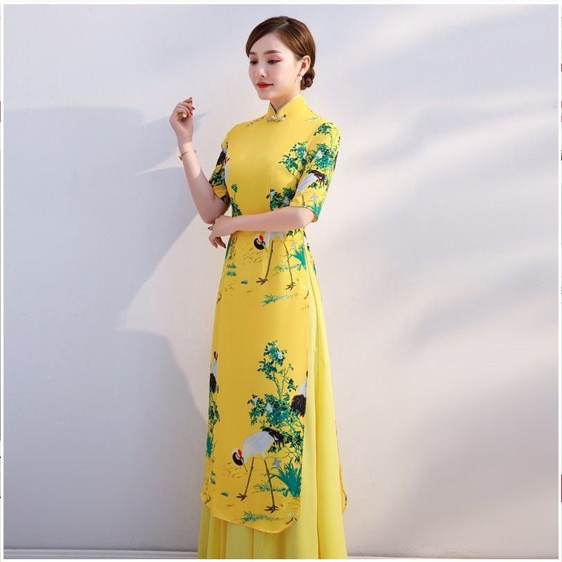 Oriental Elegant Slim Qipao Women Modern National Style China Costume Chinese T image 1