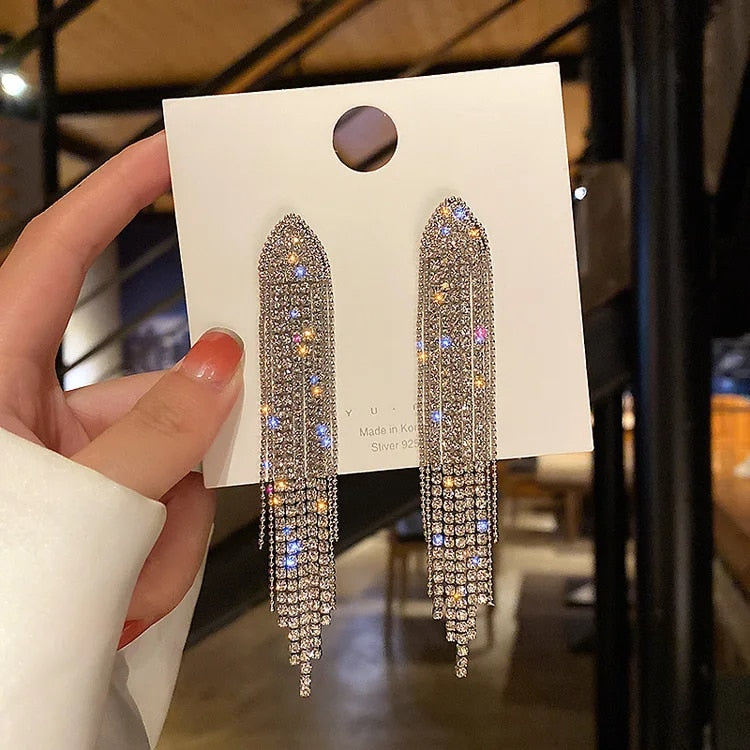 Zircon Wheat Tassel Pendant Gold Color U-shaped Earrings for Women 2023 New Fas image 24