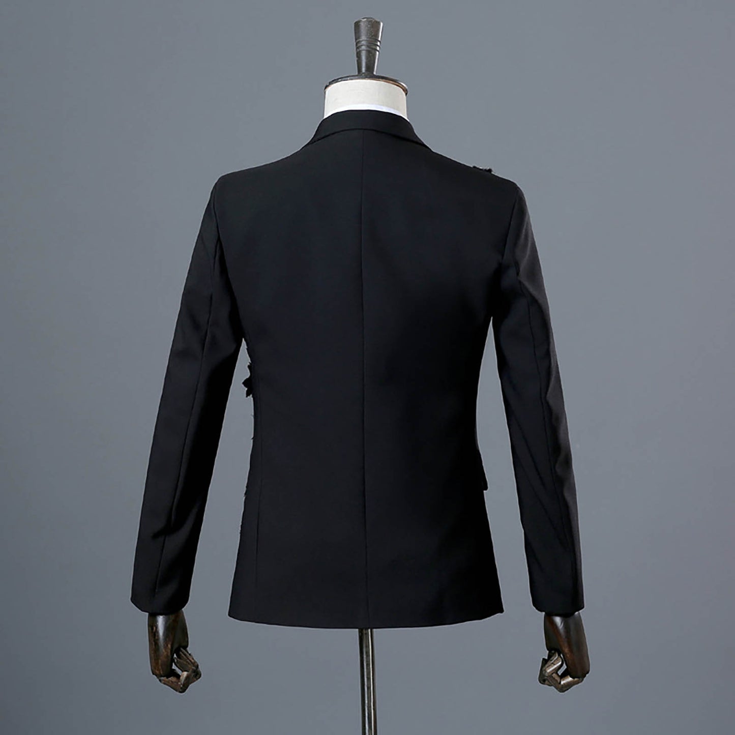 Floral Embroider Men's Suits Singer Nightclub Wedding Party Host One Button Sli image 7