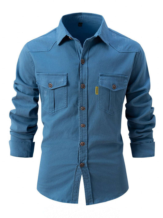 Men's new fashion autumn/Winter casual jacket British style lapel button anti-p image 0