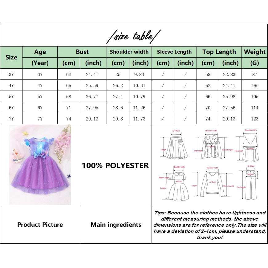 2024 Kids Girls Dress Clothing Short Sleeve Casual Cute Girls Clothes Unicorn B image 6
