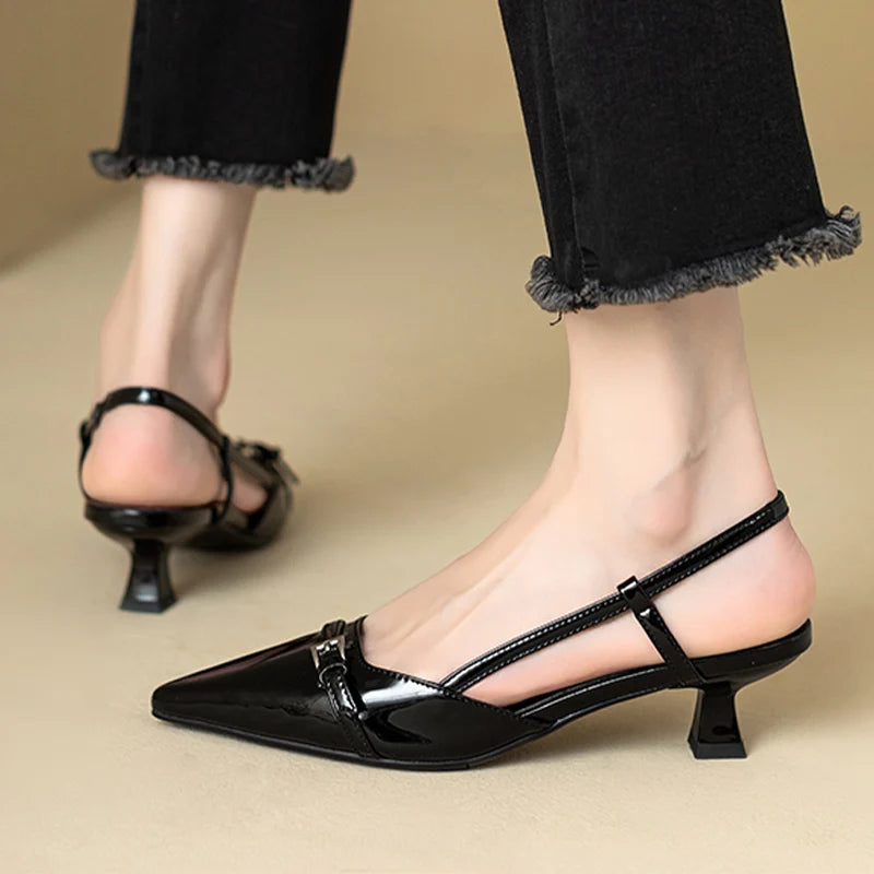 Pointed Toe Sexy Mid Heels Party Shoes Women Sandals Designer Summer Brand Pump image 4