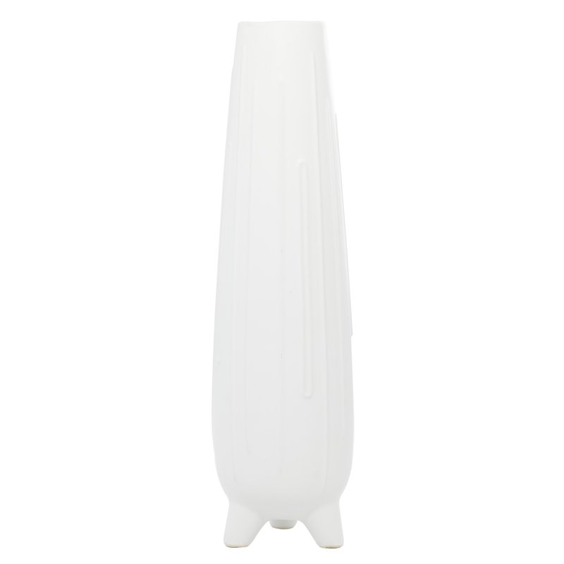 26" Handmade White Ceramic Vase with Feet for Plants Table Decoration image 0