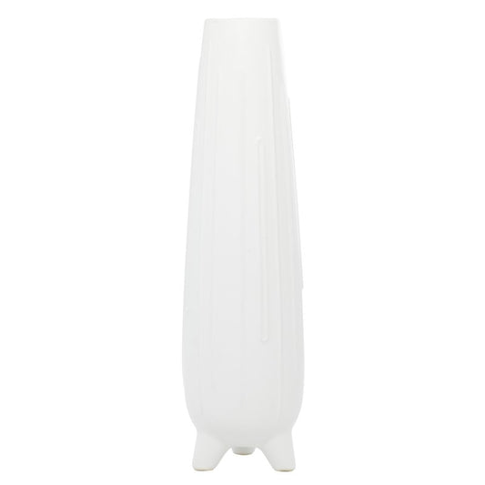 26" Handmade White Ceramic Vase with Feet for Plants Table Decoration image 0