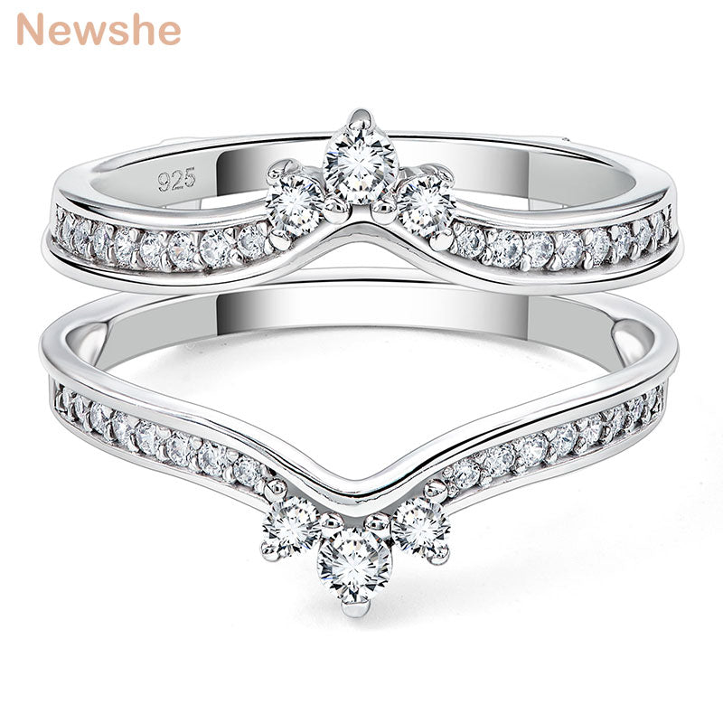 Newshe Two Color 925 Silver Yellow Gold Crown Wedding Rings for Women image 0