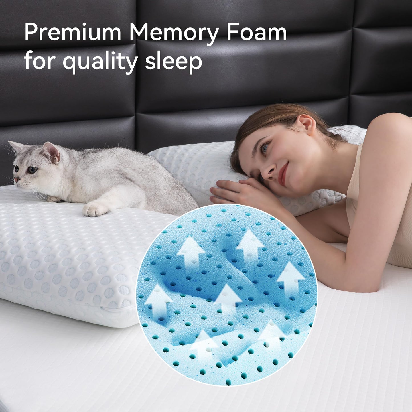Hcore 2 Pack Gel Memory Foam Pillows Firm Pillow Dual-Sided Cooling & Cozy Wash image 2