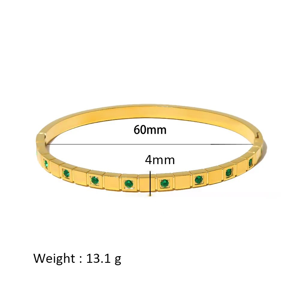 Waterproof Zirconia Cuff Bangles for Women Men 18k Gold Plated Stainless Steel  image 3