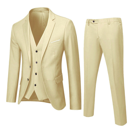 Men's Wedding Suit 2023 Groom Best-Man Groomsman Solid Formal Blazer Pant Elega image 0