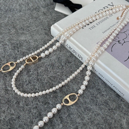 Golden pig nose freshwater pearl white pearl necklace k gold necklaces for wome image 0