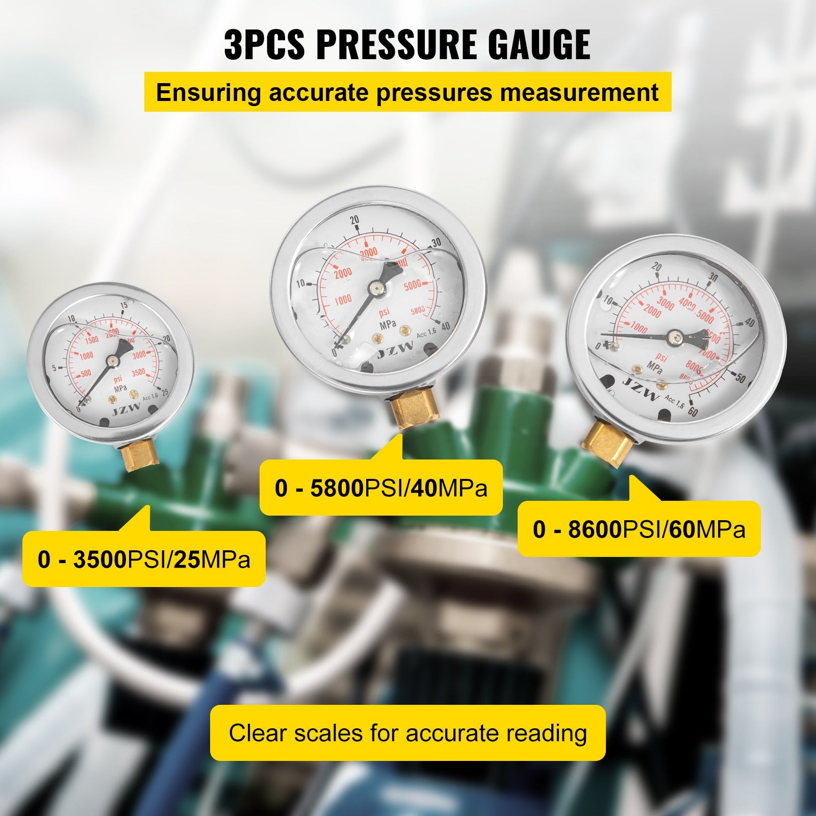 VEVOR 0-60Mpa Hydraulic Pressure Gauge Test Kit With Portable Case Digital Mano image 4