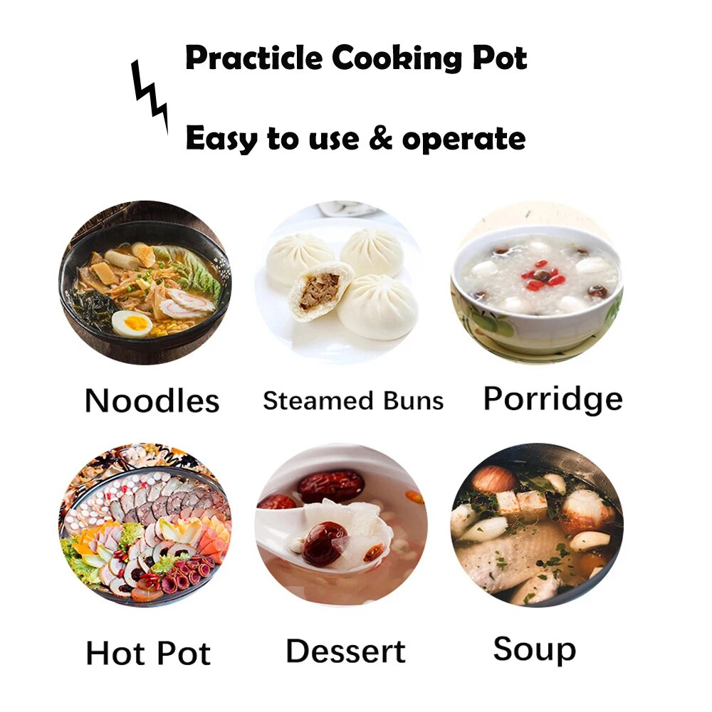 Electric Cooker Home Multifunction Hot Pot 1-2 People Heating Pan Cooking Pot M image 9