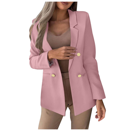 Women Outerwear Suit Loose Fit Buttons Up Lapel Workwear Blazer Office Lady Mul image 0