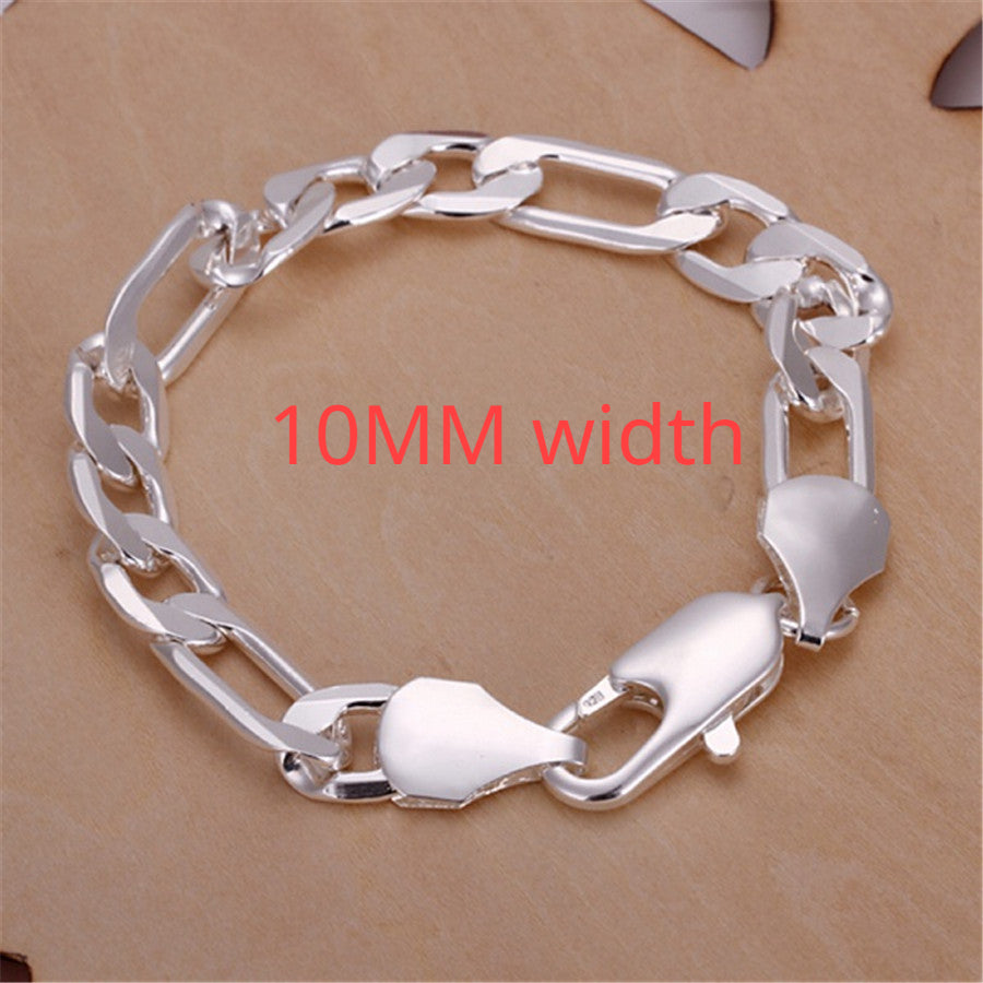 Noble 925 Sterling Silver Square Solid Chain Bracelet For Women Men Charm Party image 9