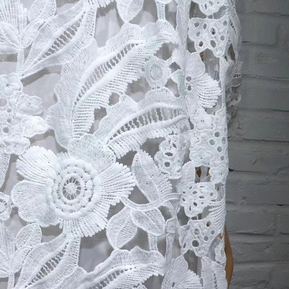New African Women Hollow Out Lace Long Dresses Nigerian Wedding Party Clothes F image 3
