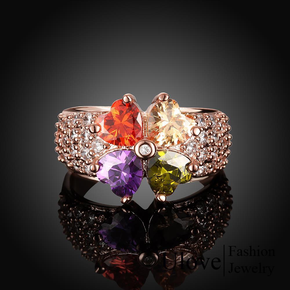 US STOCK 5% Off Rose Gold Color Ring Female Cubic Zirconia Wedding Rings for image 4