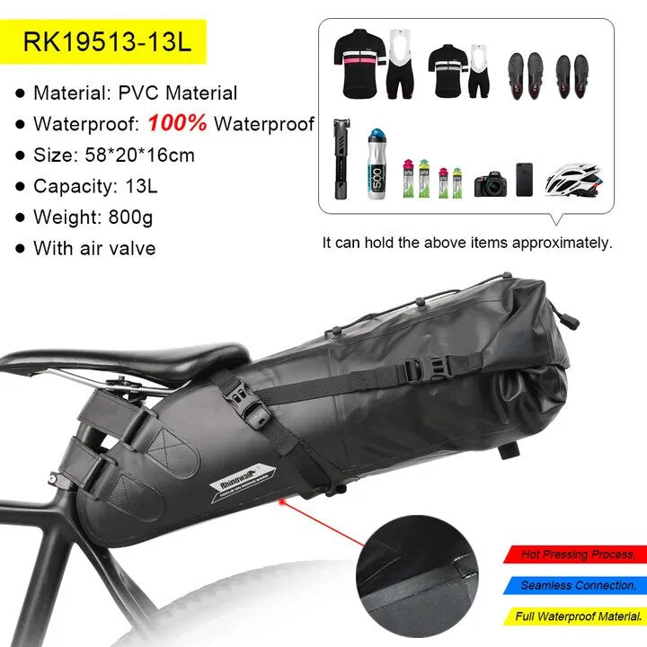 Rhinowalk Bike Waterproof Bicycle Saddle Bag Reflective Large Capacity Foldable image 2