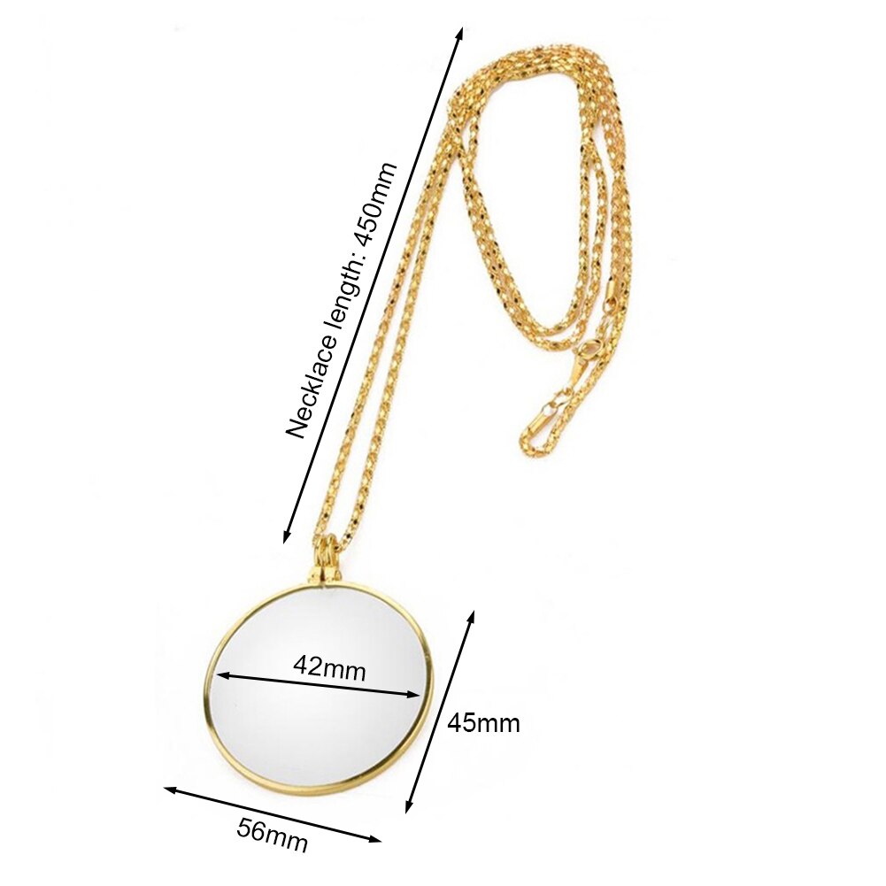 Decorative Monocle Necklace With 5x Magnifier Magnifying Glass Pendant Gold image 4