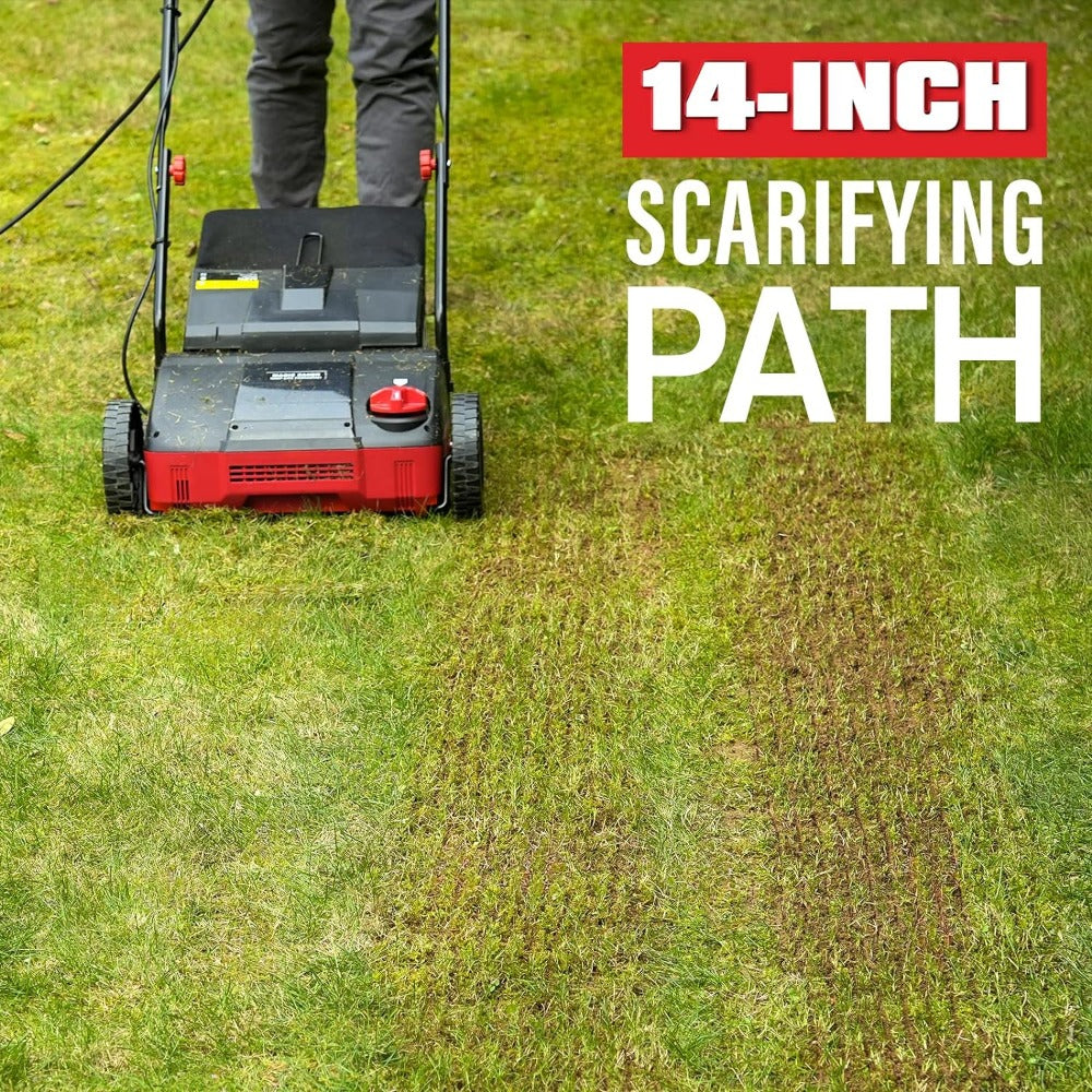 12-Amp Electric Dethatcher and Scarifier W/Removeable 8-Gallon Collection Bag, image 1