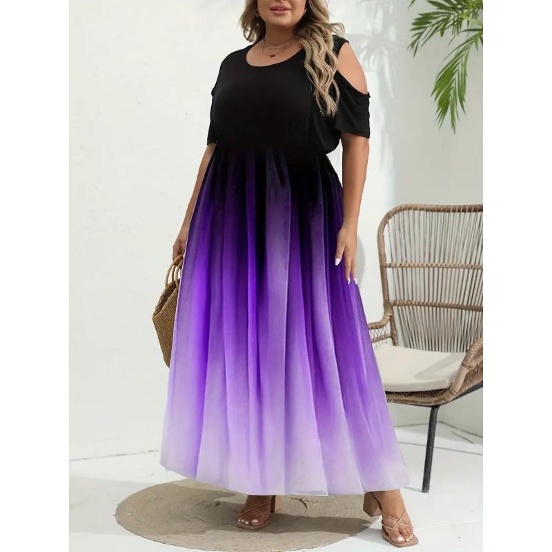 Women's Fashion Summer Casual Off Shoulder Short Sleeve Dress Women's Fashion E image 1