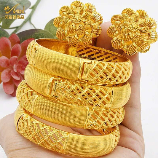 ANIID Dubai Bangles 24K Gold Color African Bracelet For Women Wholesale Designe image 0