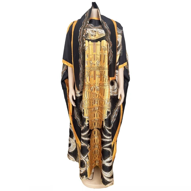 African Dresses For Women Vetement Femme Spring New Dashiki Abaya Print Maxi Dr image 0