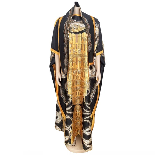 African Dresses For Women Vetement Femme Spring New Dashiki Abaya Print Maxi Dr image 0