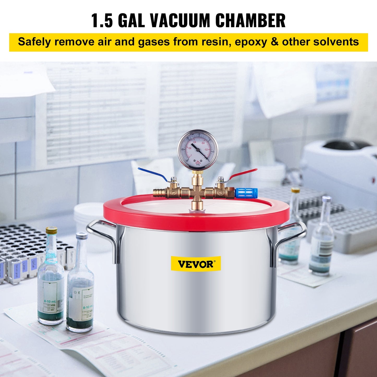 VEVOR Vacuum Chamber 1.5 /2 /3 /5 Gallon Stainless Steel Vacuum Degassing Chamb image 4